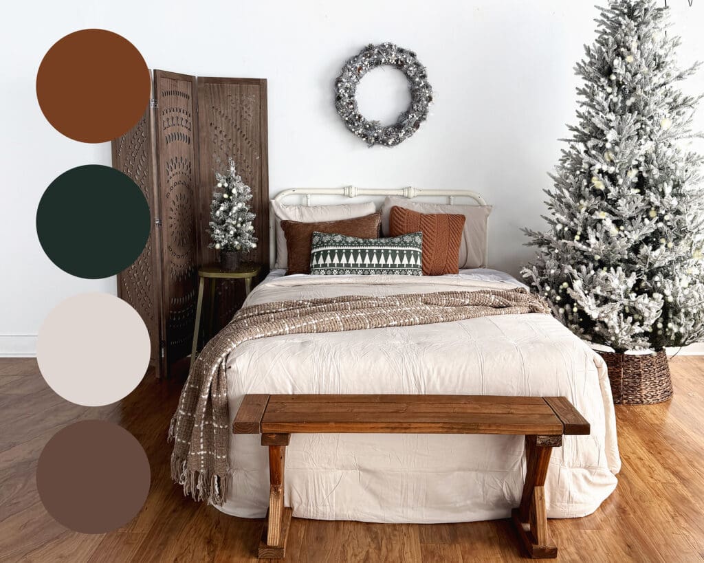 neutral bed christmas session setup